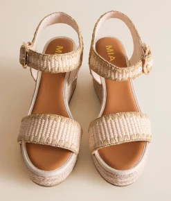 Shoes | Mia Raffia Whipstitch Wedge Sandal Bone