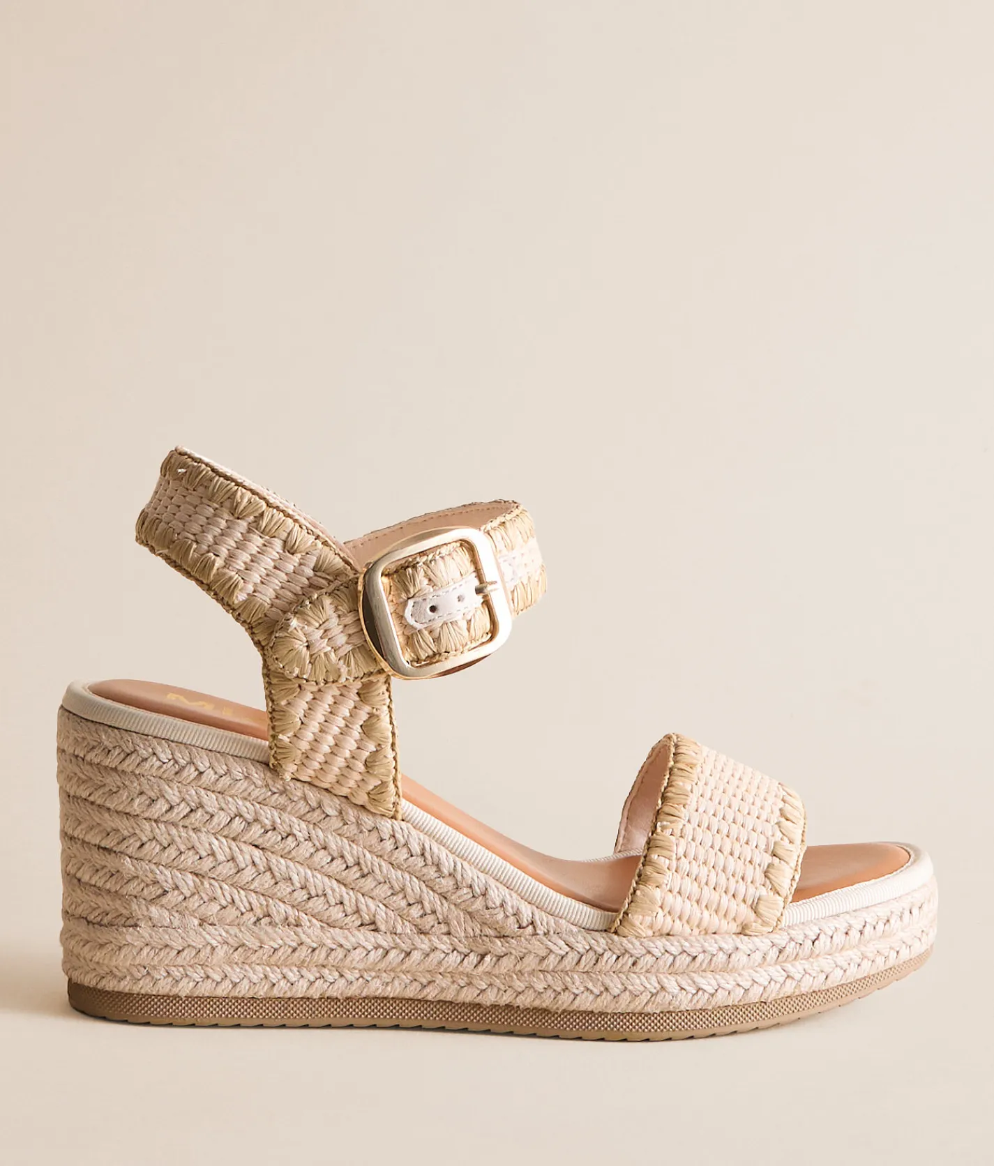 Shoes | Mia Raffia Whipstitch Wedge Sandal Bone