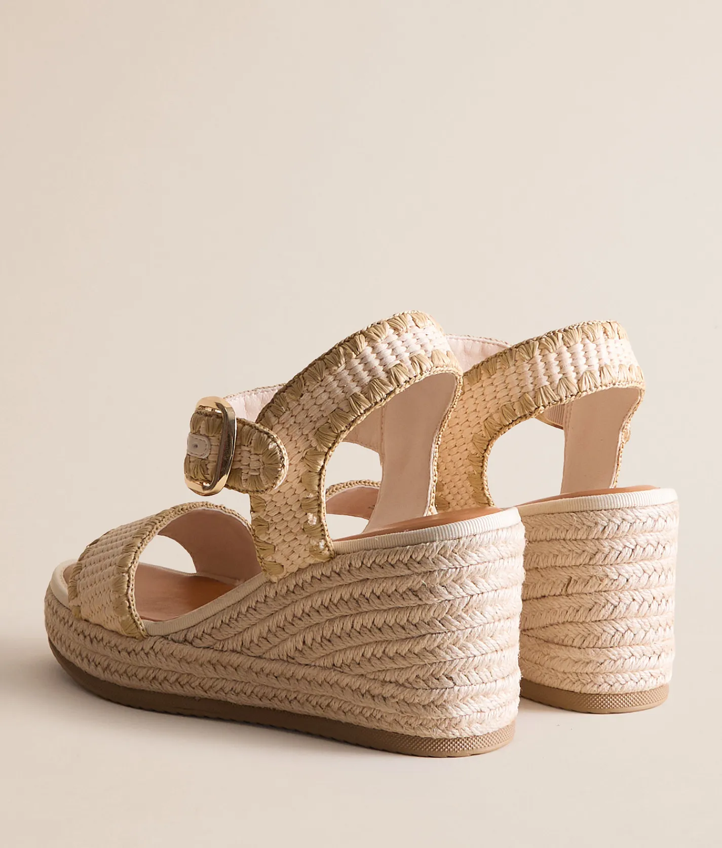 Shoes | Mia Raffia Whipstitch Wedge Sandal Bone