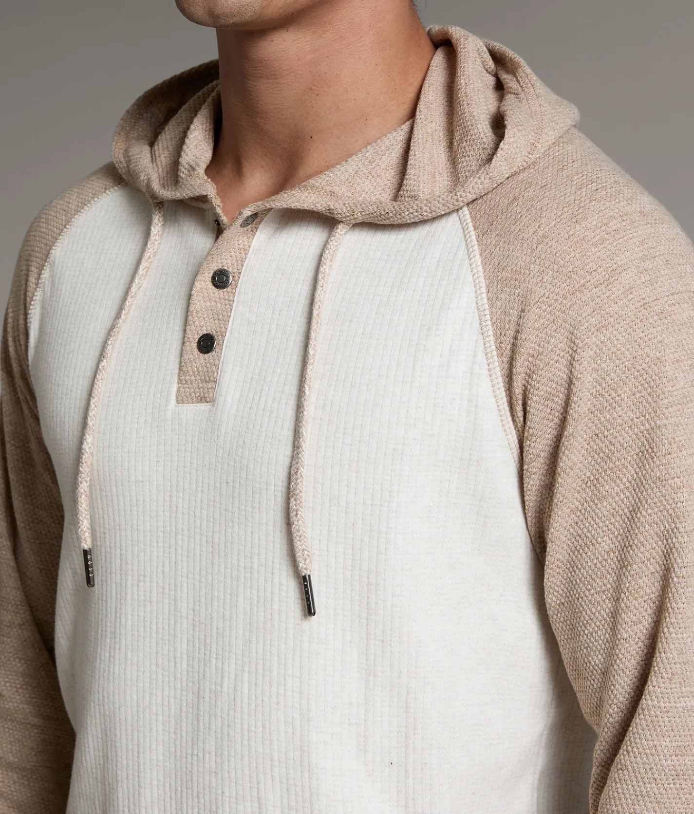 Tops | BKE Raglan Henley Hoodie Dune Tofu