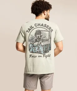Tops|Graphic T-Shirts | Tail Chasers Club Raise 'Em Right T-Shirt Bay Pigment Dye