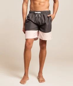 Bottoms|Swimwear | Sunset x Vine Ralphie Two Tone Swim Trunks Charcoal