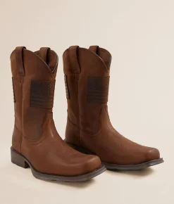 Ariat Rambler Patriot Leather Cowboy Boot Distressed Brown Discount