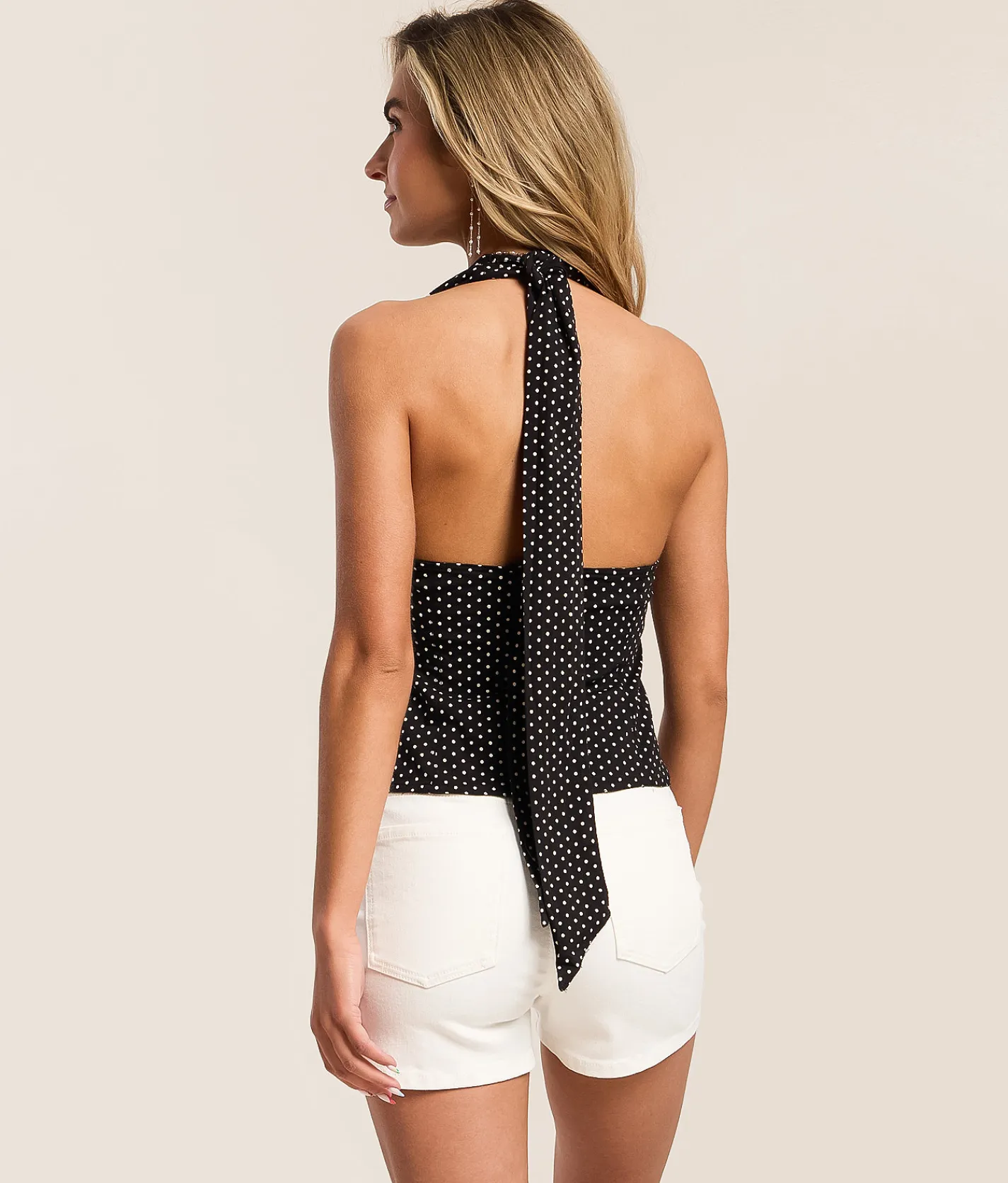 Tops | Free People Ramona Halter Tank Top Black Combo