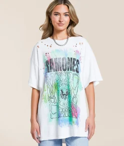 Merch Traffic Ramones® Oversized Band T-Shirt Cream New
