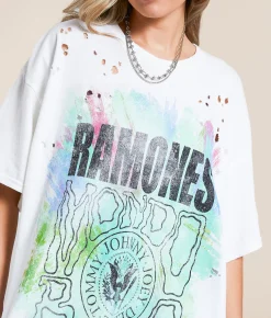 Merch Traffic Ramones® Oversized Band T-Shirt Cream New