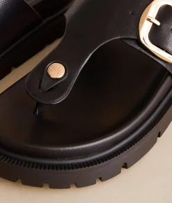 Shoes | Mia Ravienn Big Buckle Sandal Black