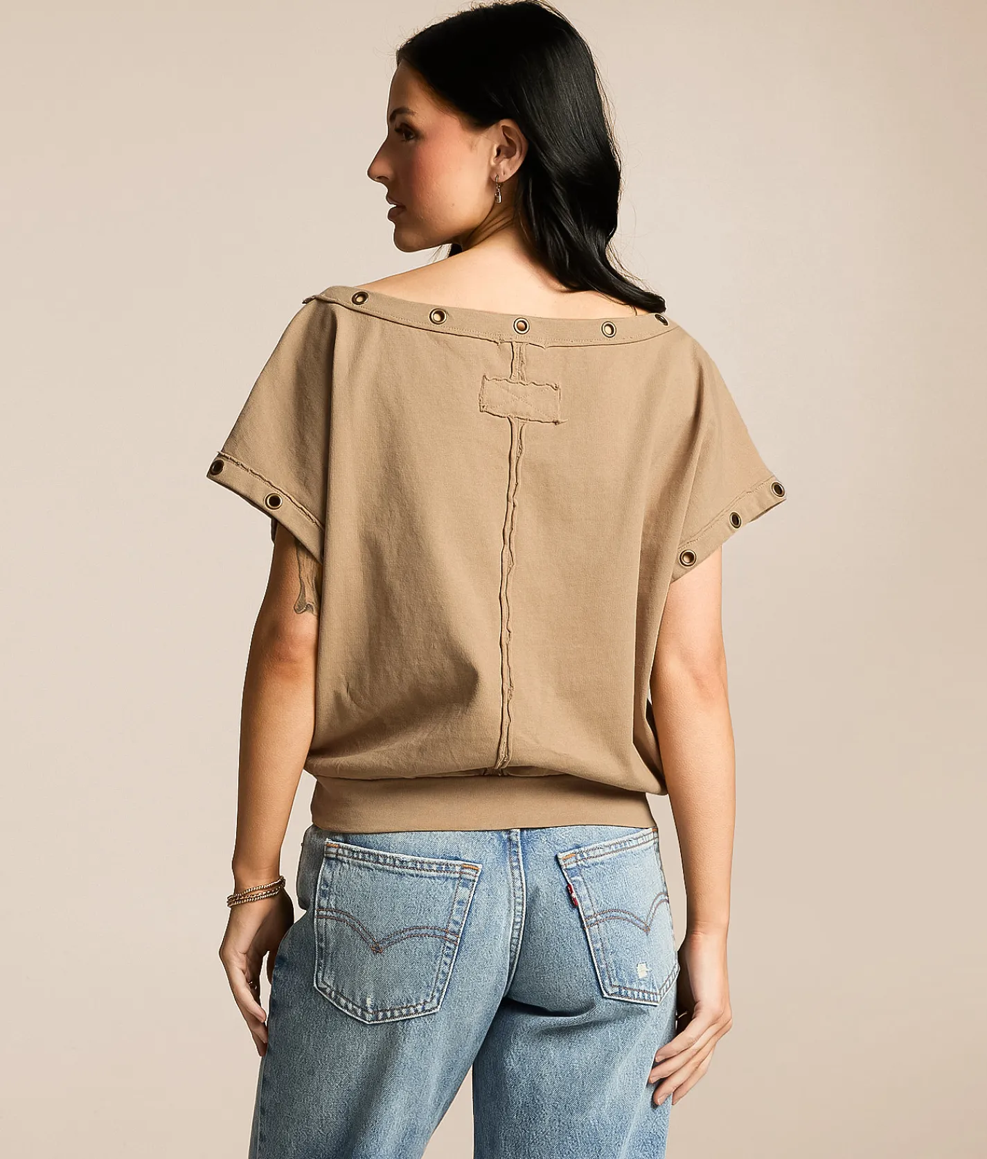 Tops | Gilded Intent Raw Edge Grommet Top Samba
