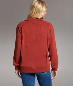 Tops | BKE Raw Edge Henley Pullover Desert Taupe