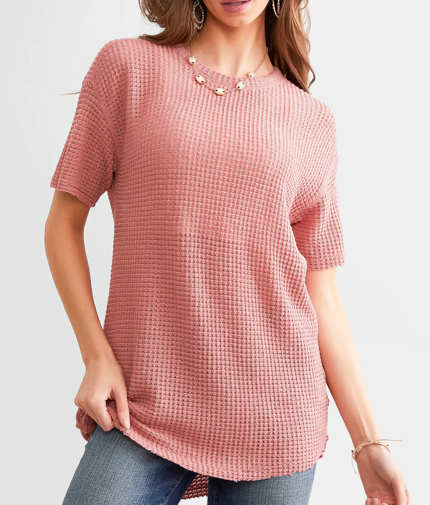 Tops | BKE Raw Edge Open Back Top Withered Rose