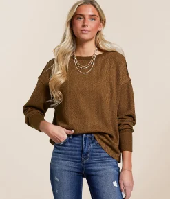 Daytrip Raw Edge Open Weave Top Partridge Hot