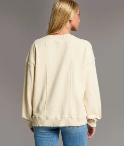 Tops | BKE Raw Edge Pullover Beige