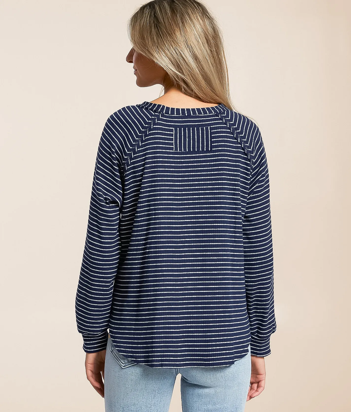 Blu Pepper Raw Edge Ribbed Top Cream Best