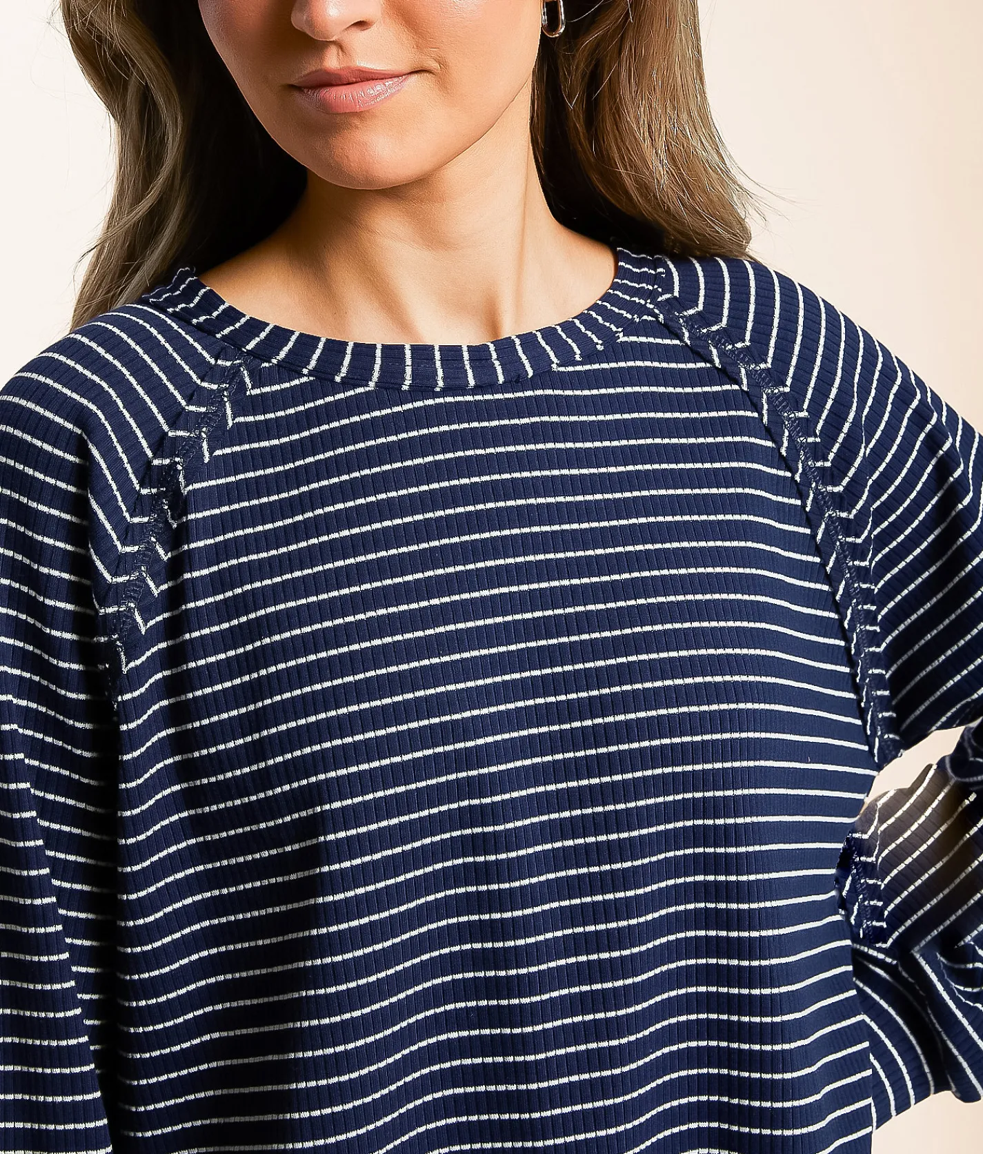 Blu Pepper Raw Edge Ribbed Top Cream Best