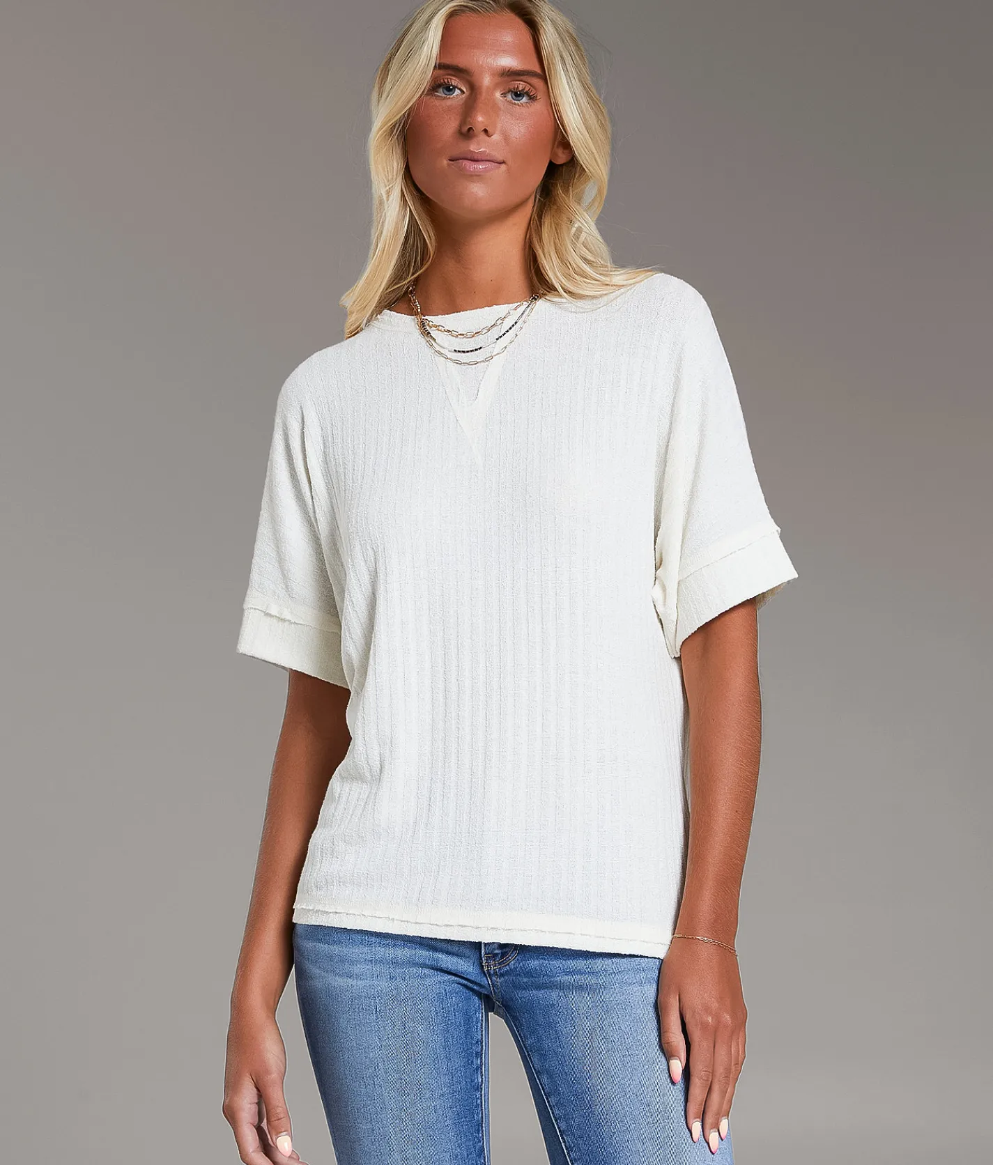 Tops | BKE Raw Edge Ribbed Top Gardenia
