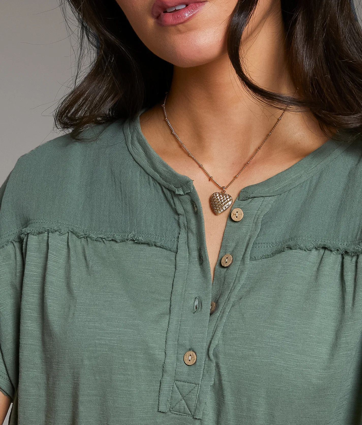 Tops | BKE Raw Edge Slub Knit Henley Sea Spray