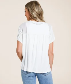 Tops | Daytrip Raw Edge Textured Blouse White