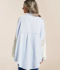 POL Raw Edge Textured Shirt Pistachio Best