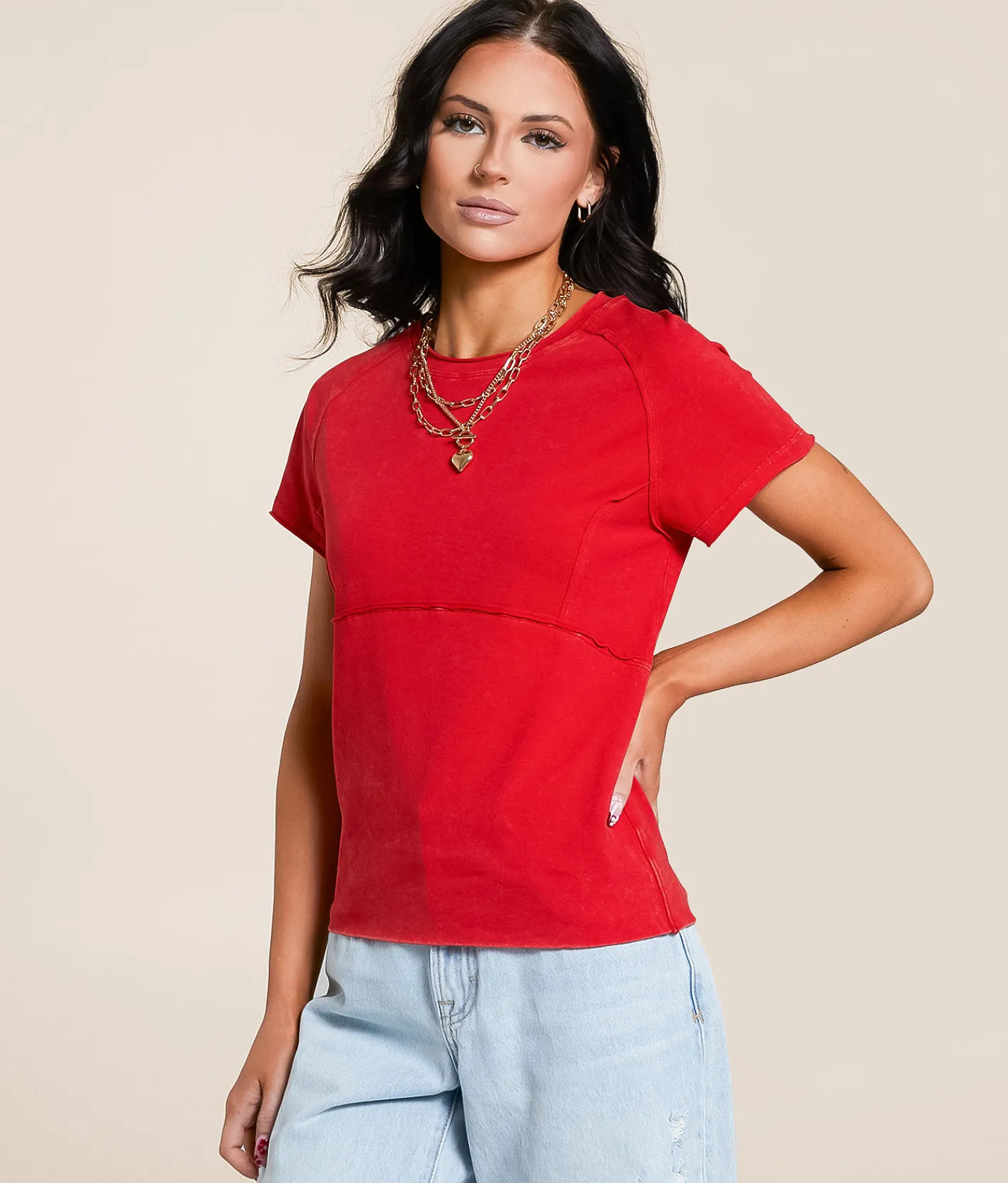 Gilded Intent Raw Edge T-Shirt Sandshell