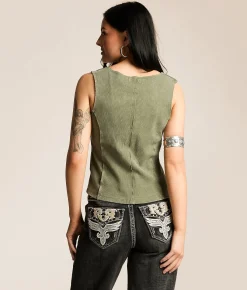 Gilded Intent Raw Edge Washed Tank Top Four Leaf Clover Hot