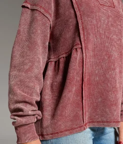 Tops | BKE Raw Edge Washed Thermal Spiced Apple