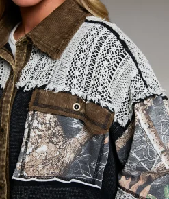 BKE Raw Edge Washed Thermal Oversized Shacket Multi Sale