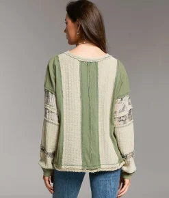 Tops | BKE Raw Edge Washed Top Cream Sage
