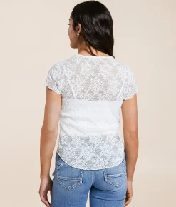 Tops | Free People Ready To Go Lace Top Ivory