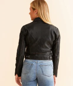 Mauritius Reanon Cropped Leather Jacket Vintage Black Online