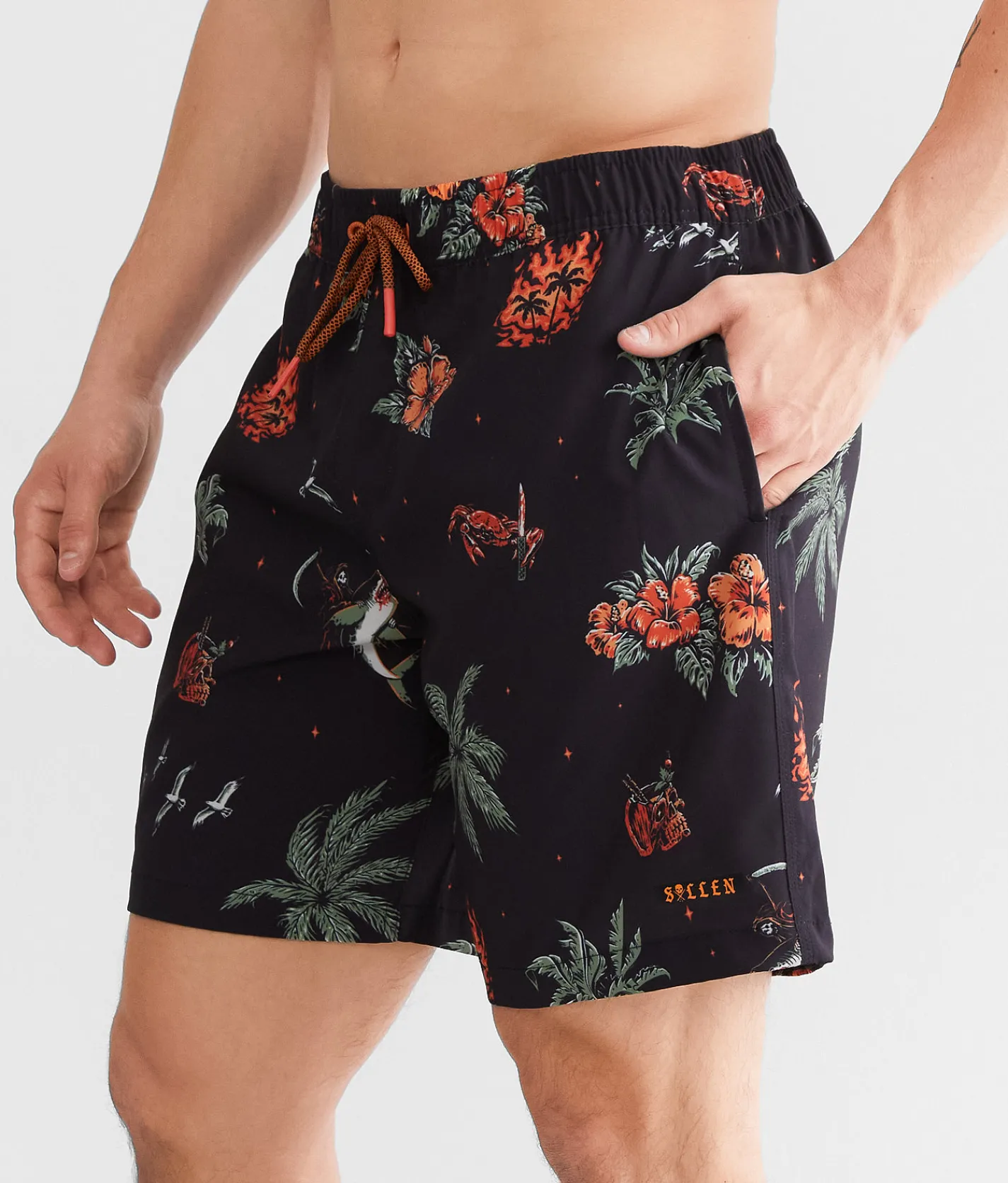 Sullen Reaper Shark Stretch Swim Trunks Black Best
