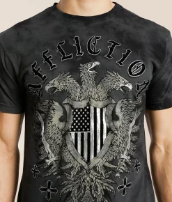 Graphic T-Shirts | Affliction Rebel Instinct T-Shirt Char Blk Lava Wash