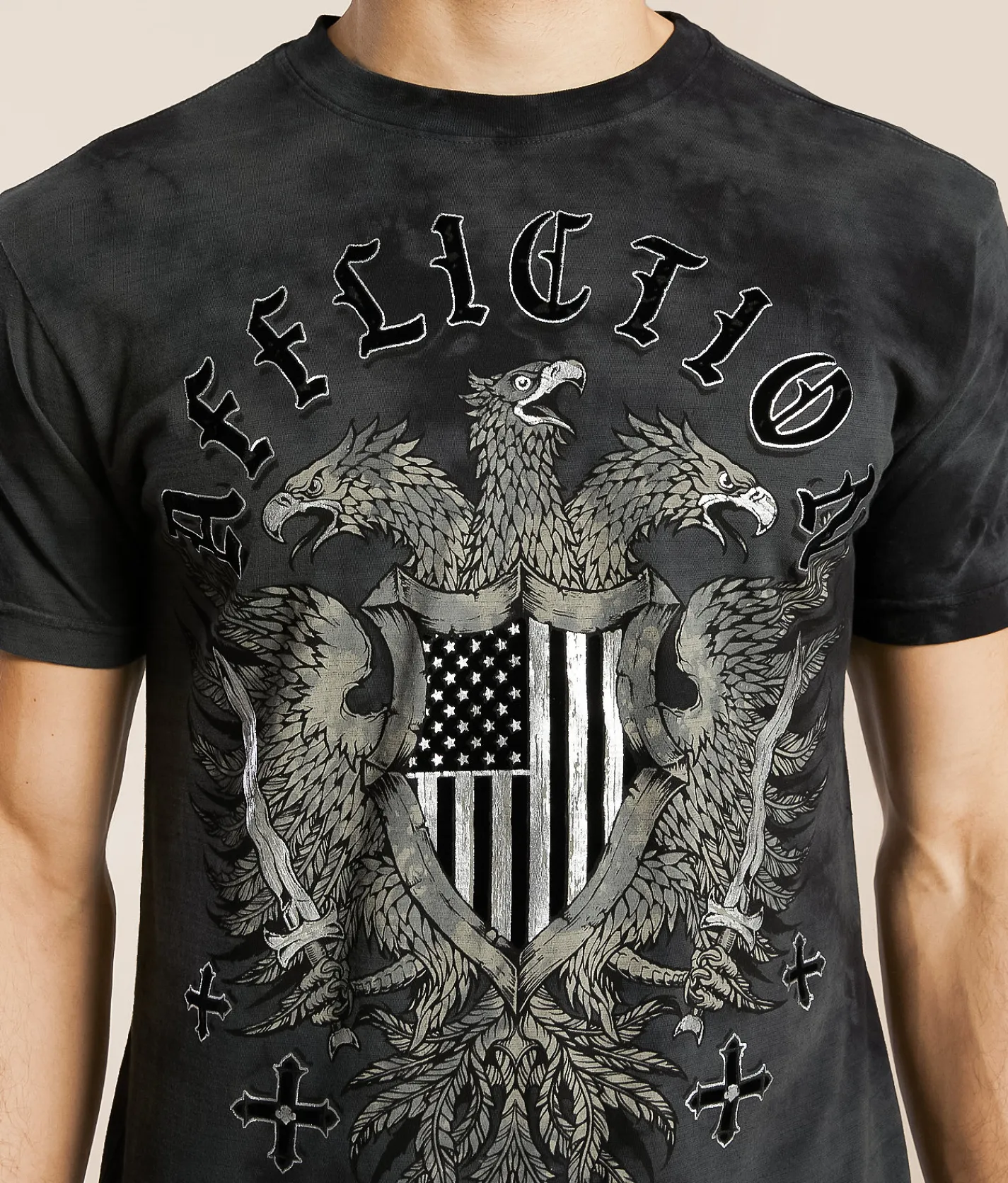 Graphic T-Shirts | Affliction Rebel Instinct T-Shirt Char Blk Lava Wash