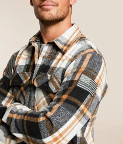 Tops | Howitzer Rebellion Flannel Hooded Shirt Cream Brown Grey Black