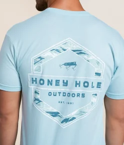 Tops|Graphic T-Shirts | Honey Hole® Redfish Hex T-Shirt Light Blue