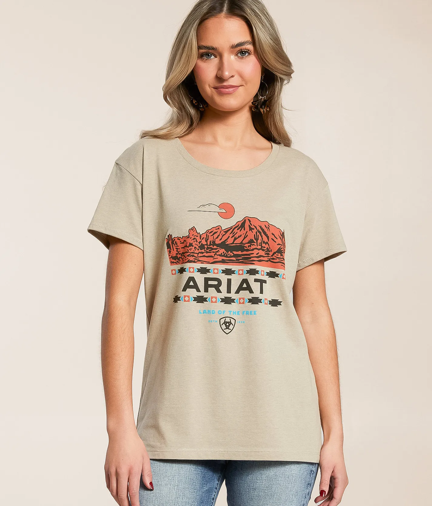 Tops | Ariat Red Rocks T-Shirt Tan