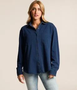 Tops | Z Supply Reese Jersey Denim Shirt Indigo