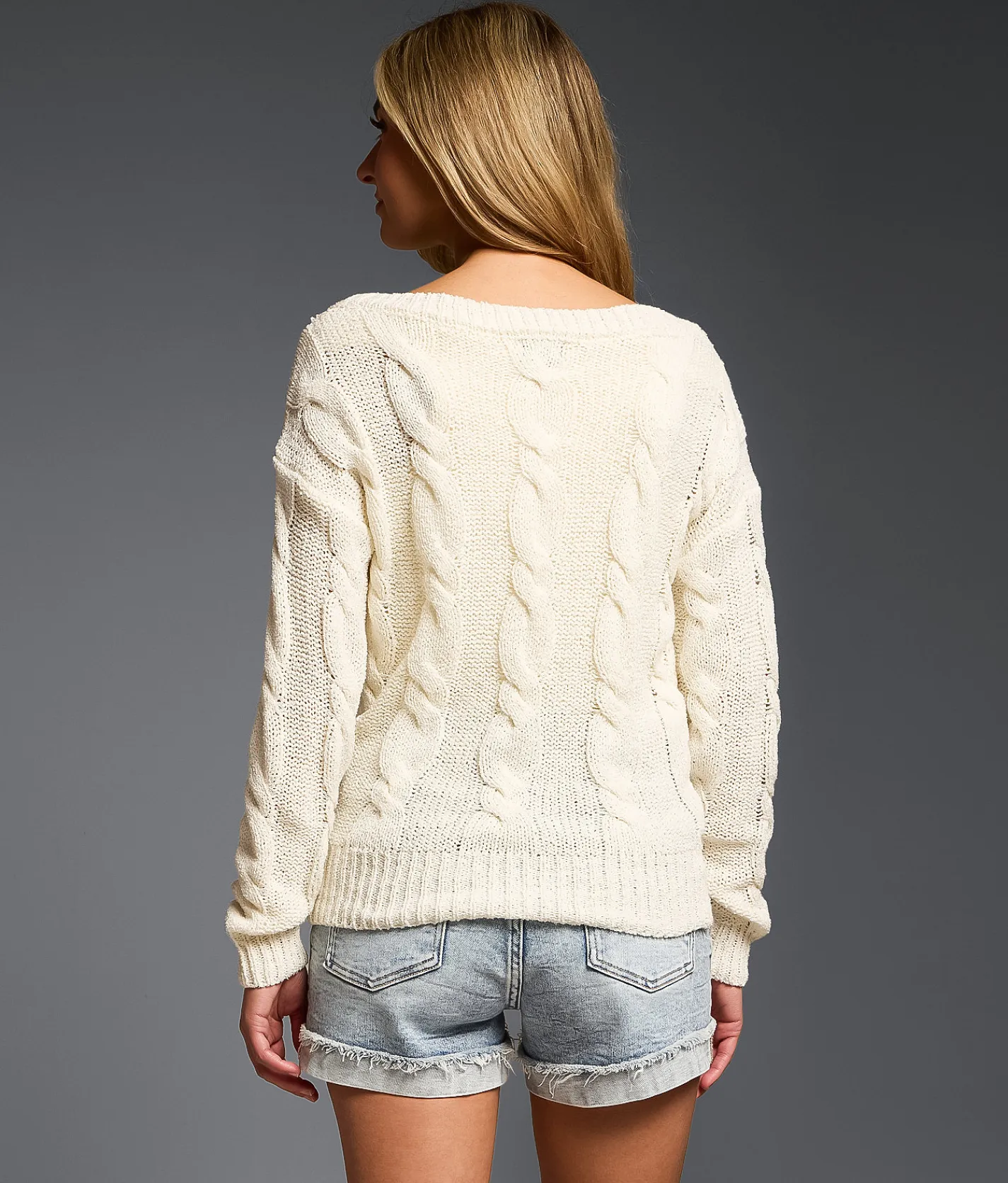 Buckle Black Refined Edit - Cable Knit Sweater Cannoli Cream Best