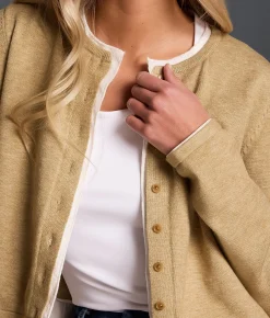 Buckle Black Refined Edit - Contrast Trim Cardigan Sweater Natural Outlet