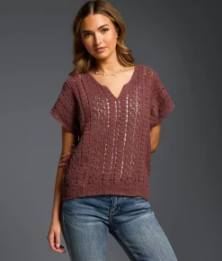 Buckle Black Refined Edit - Crochet Sweater Rose Brown Hot