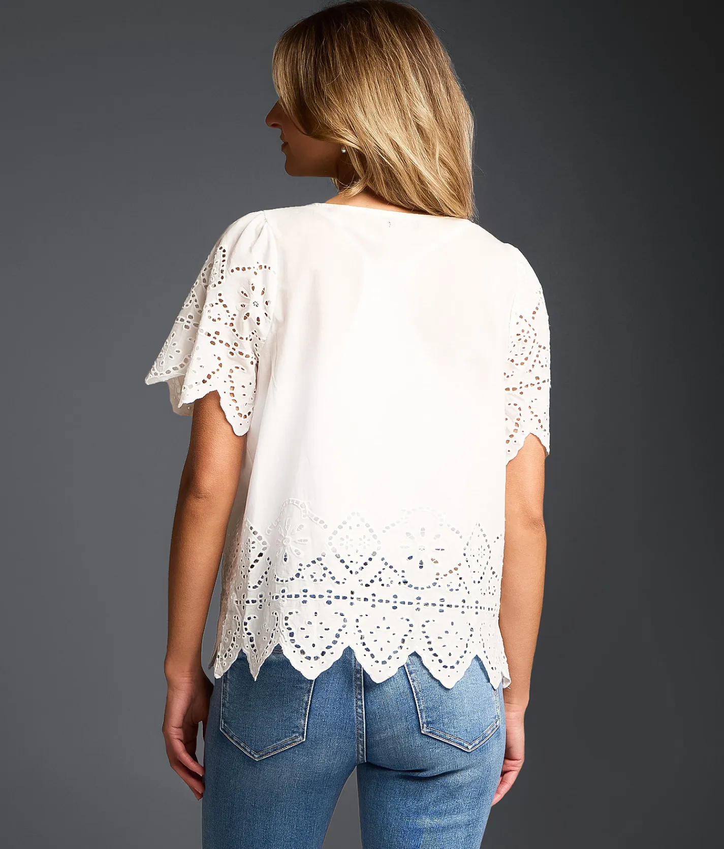 Buckle Black Refined Edit - Embroidered Eyelet Blouse White Clearance