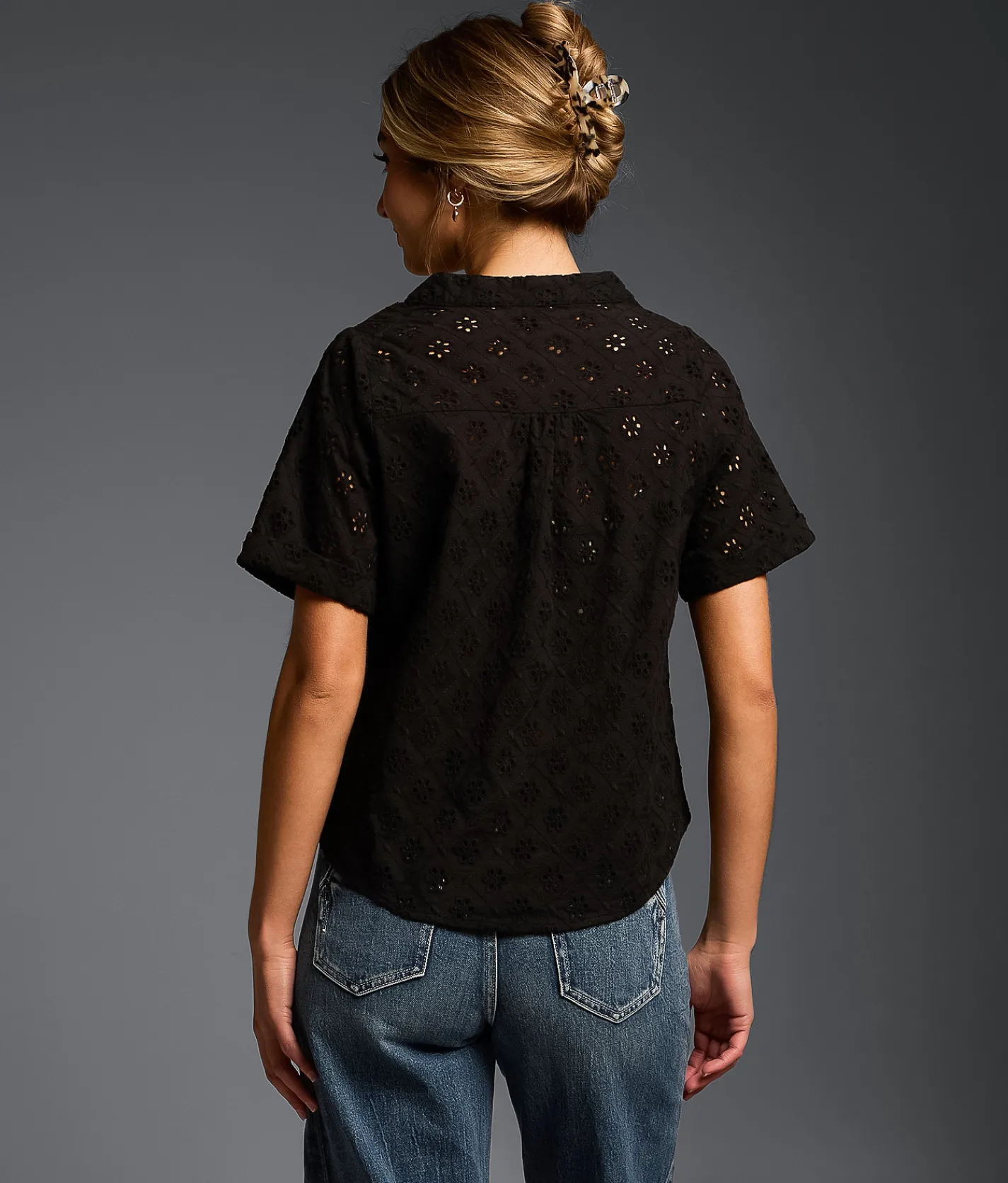 Tops | Buckle Black Refined Edit - Eyelet Blouse Black