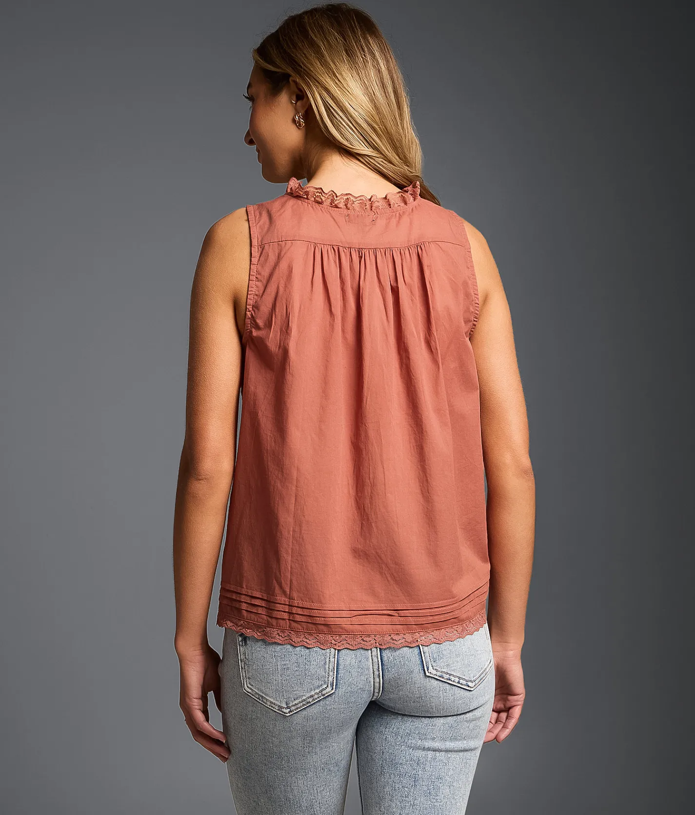 Tops | Buckle Black Refined Edit - Lace Trim Tank Top Dusty Rose
