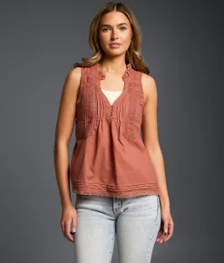 Tops | Buckle Black Refined Edit - Lace Trim Tank Top Dusty Rose