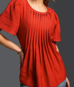 Tops | Buckle Black Refined Edit - Pleated Top Molten Lava