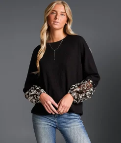 Tops | Buckle Black Refined Edit - Textured Top Black