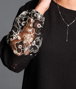 Tops | Buckle Black Refined Edit - Textured Top Black