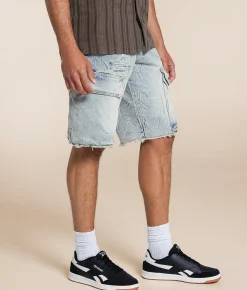 R3bel Denim Relaxed Cargo Short Light Vintage New