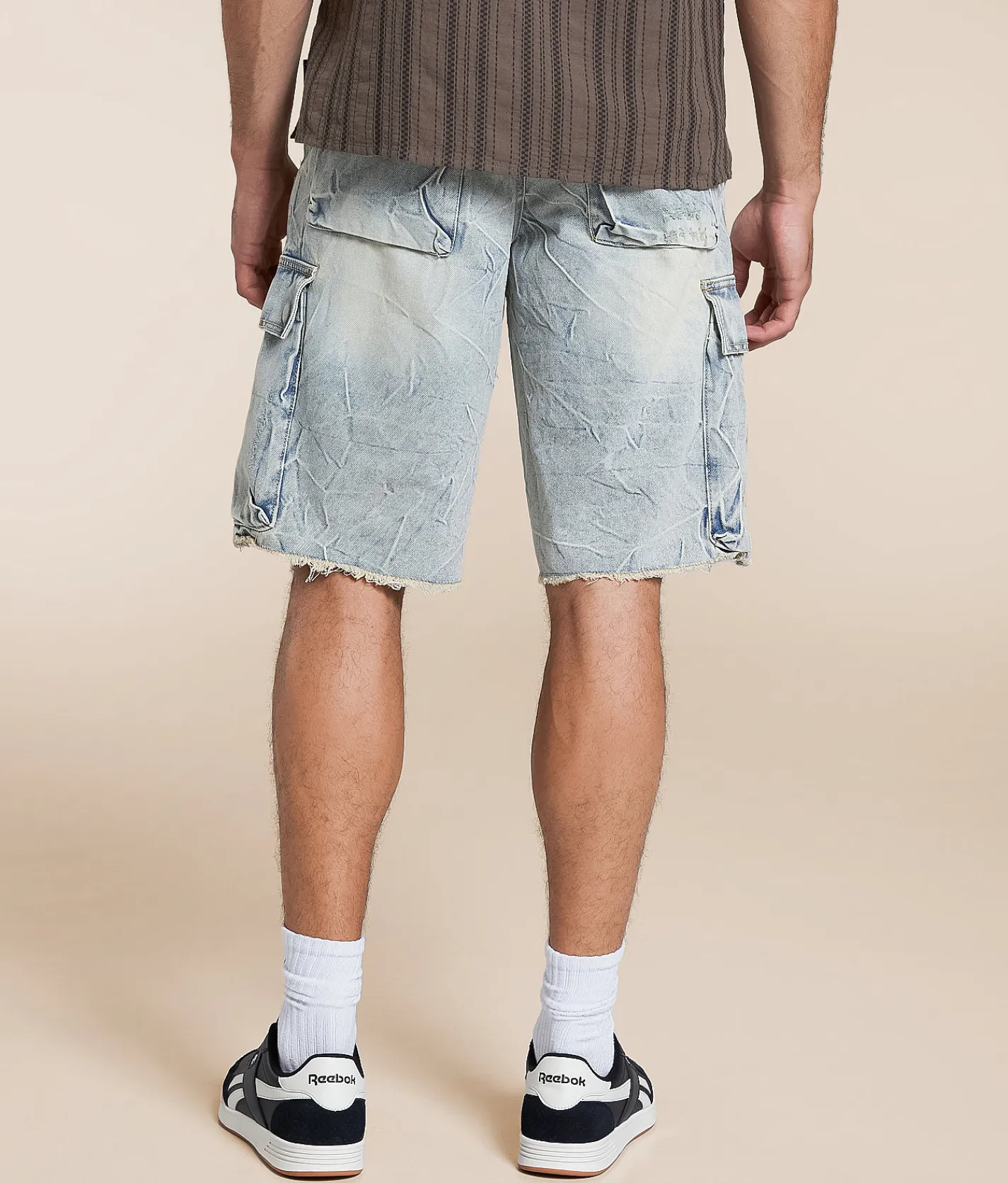 R3bel Denim Relaxed Cargo Short Light Vintage New