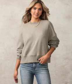 Tops|Activewear | Buckle Black Remi Oversized Pullover Dusty Olive
