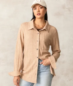 Buckle Black Remmy Brushed Knit Shirt Tan Outlet